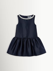 Self-Portrait Blue Flower Scallop Taffeta Dress - Image 1 of 3