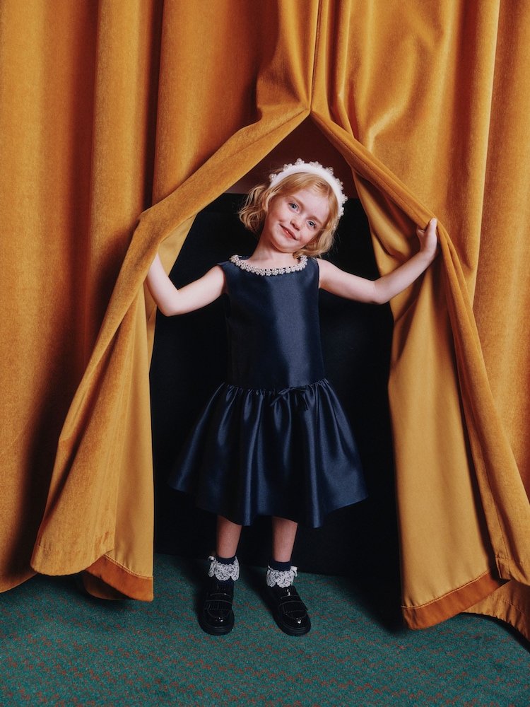 Self-Portrait Blue Flower Scallop Taffeta Dress - Image 3 of 3
