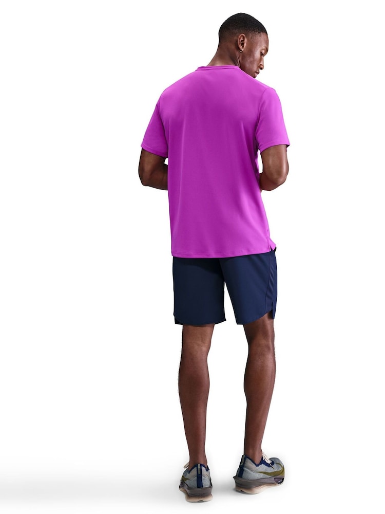 Nike Vivid Purple Dri-FIT Miler Running T-Shirt - Image 2 of 4 Nike Vivid Purple Dri-FIT Miler Running T-Shirt - Image 2 of 4