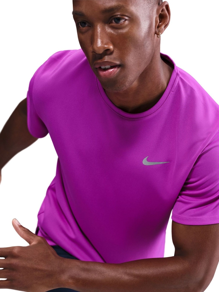 Nike Vivid Purple Dri-FIT Miler Running T-Shirt - Image 4 of 4 Nike Vivid Purple Dri-FIT Miler Running T-Shirt - Image 4 of 4