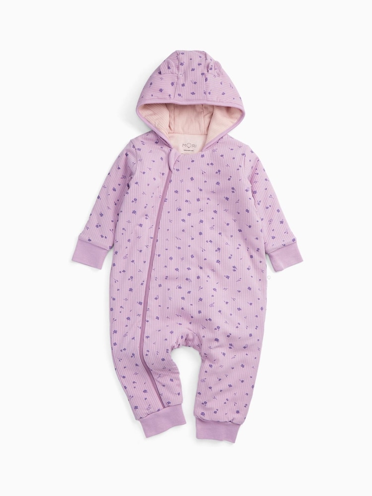 Mori Floral Supersoft Cosy Zip Up Pramsuit - Image 3 of 3