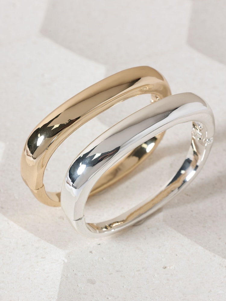 Jon Richard Gold Plated Polished Rectanglar Bangle - Image 2 of 3 Jon Richard Gold Plated Polished Rectanglar Bangle - Image 2 of 3
