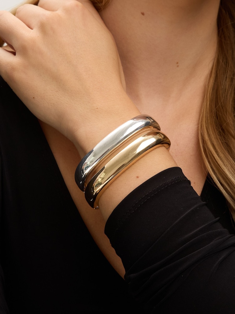 Jon Richard Gold Plated Polished Rectanglar Bangle - Image 3 of 3 Jon Richard Gold Plated Polished Rectanglar Bangle - Image 3 of 3