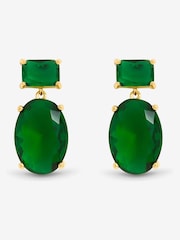 Jon Richard 14K Gold Crystal and Emerald Drop Earrings - Image 1 of 2