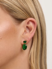 Jon Richard 14K Gold Crystal and Emerald Drop Earrings - Image 2 of 2