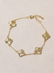 Jon Richard 14K Gold Diamond Cut Clover Bracelet - Image 1 of 3