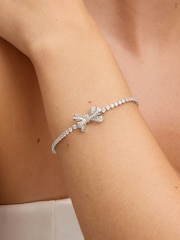 Jon Richard Silver Rhodium Plated Cubic Zirconia Bow Tennis Bracelet - Image 2 of 3