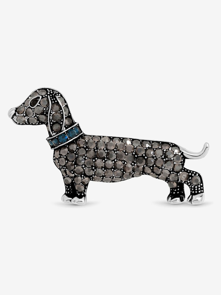 Jon Richard Black Jet Stone Sausage Dog Brooch Gift Box - Image 1 of 3