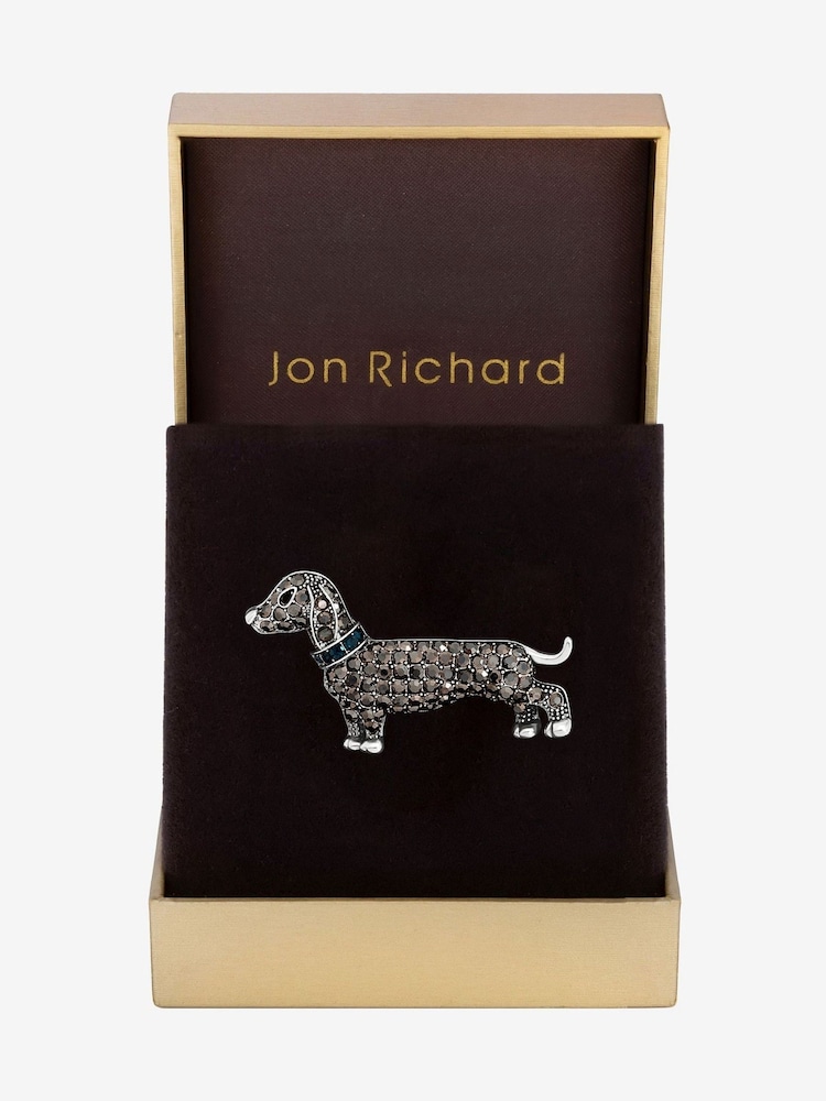 Jon Richard Black Jet Stone Sausage Dog Brooch Gift Box - Image 2 of 3