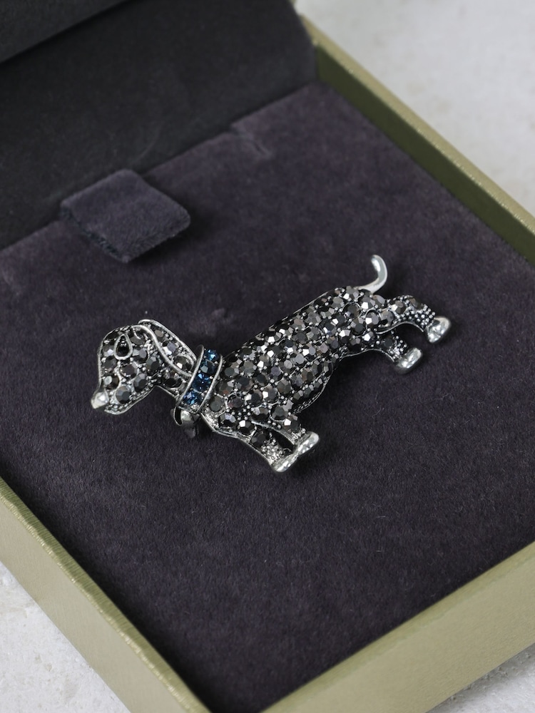 Jon Richard Black Jet Stone Sausage Dog Brooch Gift Box - Image 3 of 3 Jon Richard Black Jet Stone Sausage Dog Brooch Gift Box - Image 3 of 3