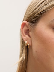Jon Richard 14K Gold Polished and Pave Hoops Pack of 2 - Image 3 of 4