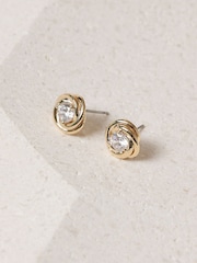 Jon Richard Gold Plated and Crystal Knot Earrings - Image 1 of 4