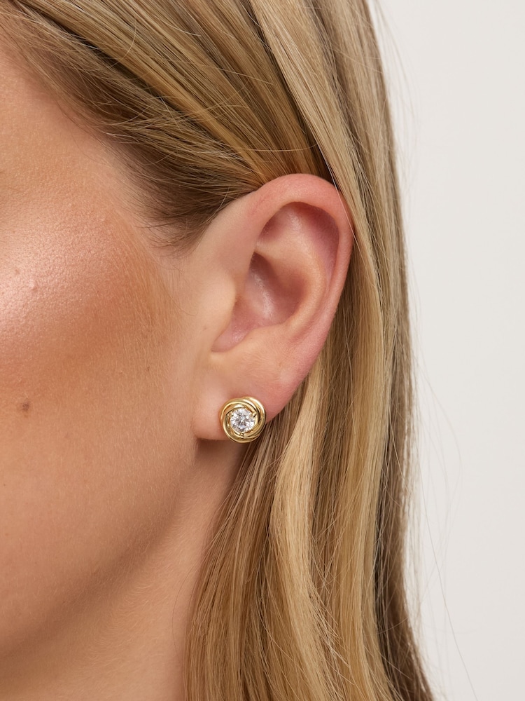 Jon Richard Gold Plated and Crystal Knot Earrings - Image 4 of 4