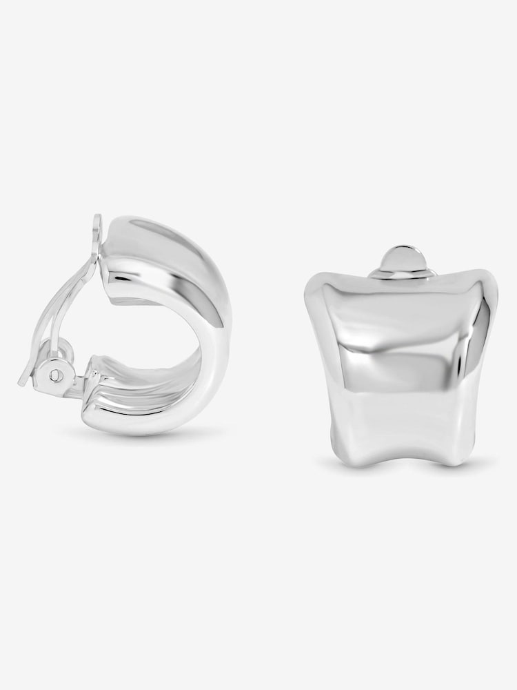 Jon Richard Silver Plated Polished Curved Clip Earrings - Image 1 of 3 Jon Richard Silver Plated Polished Curved Clip Earrings - Image 1 of 3