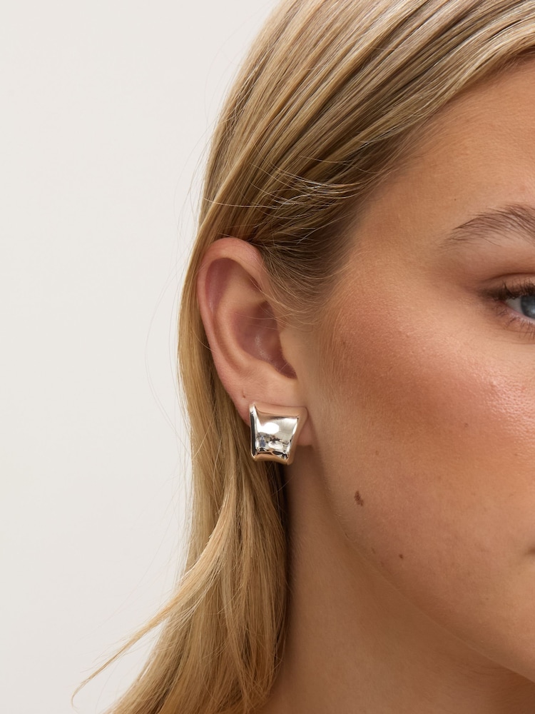 Jon Richard Silver Plated Polished Curved Clip Earrings - Image 3 of 3 Jon Richard Silver Plated Polished Curved Clip Earrings - Image 3 of 3