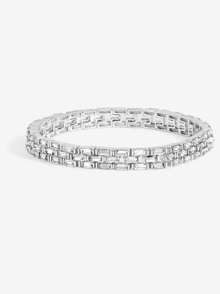 Jon Richard Silver Plated and Crystal Chain Stretch Bracelet - Image 1 of 2