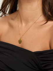 Jon Richard Halskette aus plattiertem Edelstahl mit gravierbarem Herzanhänger und Kugelkette - Bild 3 von 4