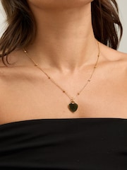 Jon Richard Halskette aus plattiertem Edelstahl mit gravierbarem Herzanhänger und Kugelkette - Bild 4 von 4