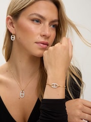 Jon Richard Gold 18K Plated and Crystal Link Drop Earrings - Image 2 of 4