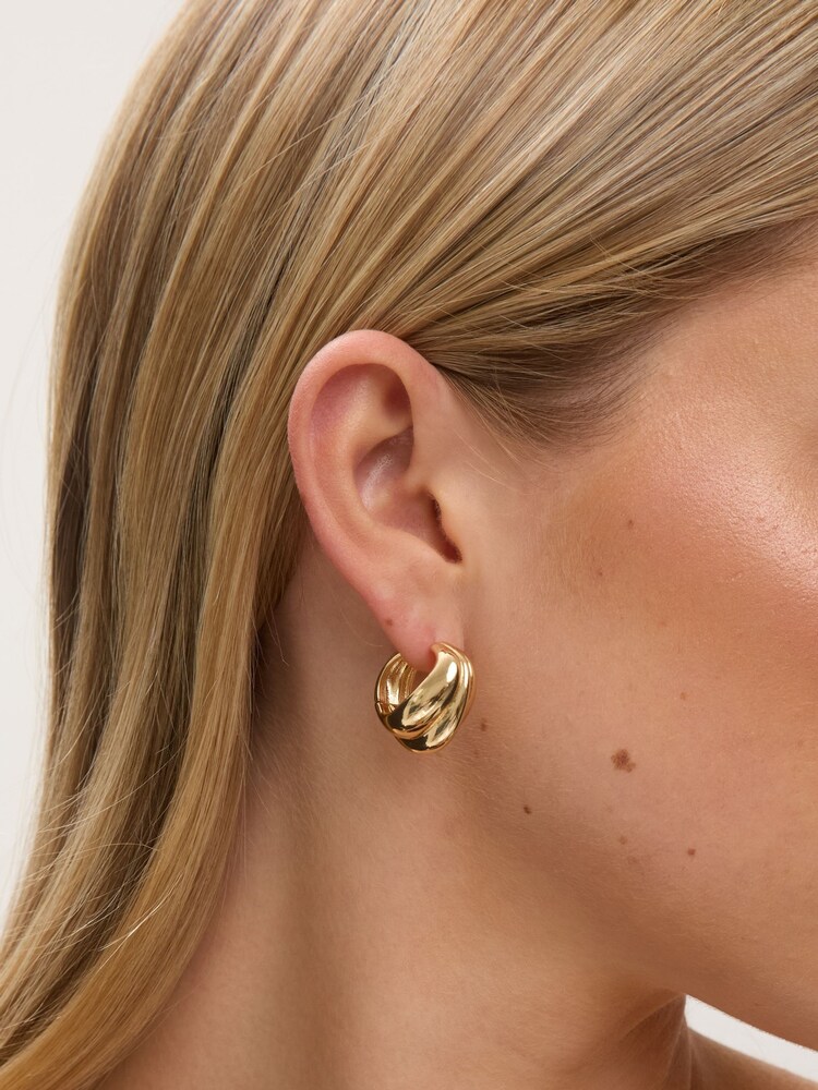 Jon Richard Gold Plated Domed Hoops - Image 2 of 3