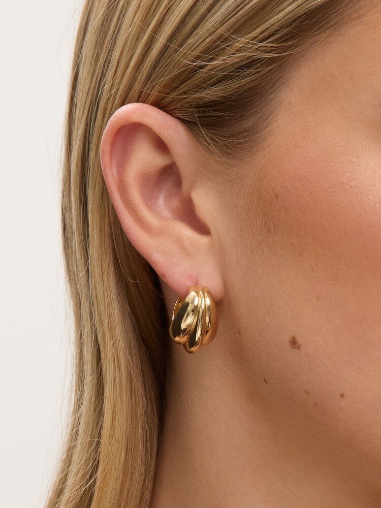 Jon Richard Gold Plated Domed Hoops - Image 3 of 3 Jon Richard Gold Plated Domed Hoops - Image 3 of 3