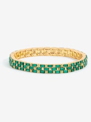 Jon Richard Gold Plated and Emerald Chain Stretch Bracelet - Image 1 of 2