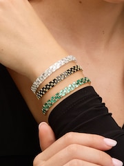 Jon Richard Gold Plated and Emerald Chain Stretch Bracelet - Image 2 of 2