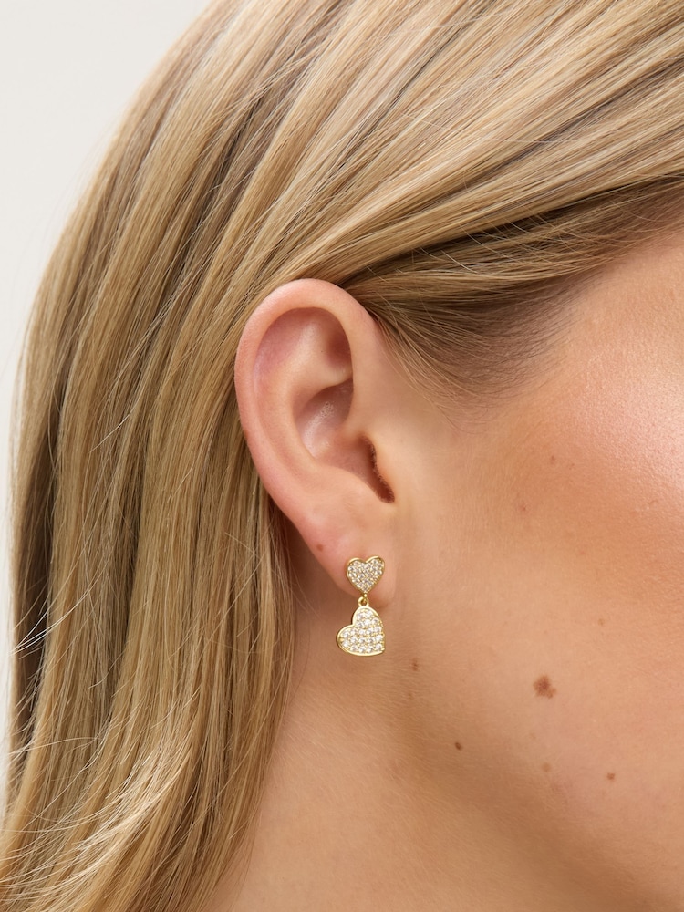 Jon Richard Gold Tone Micro Pave Heart Earrings - Image 1 of 4