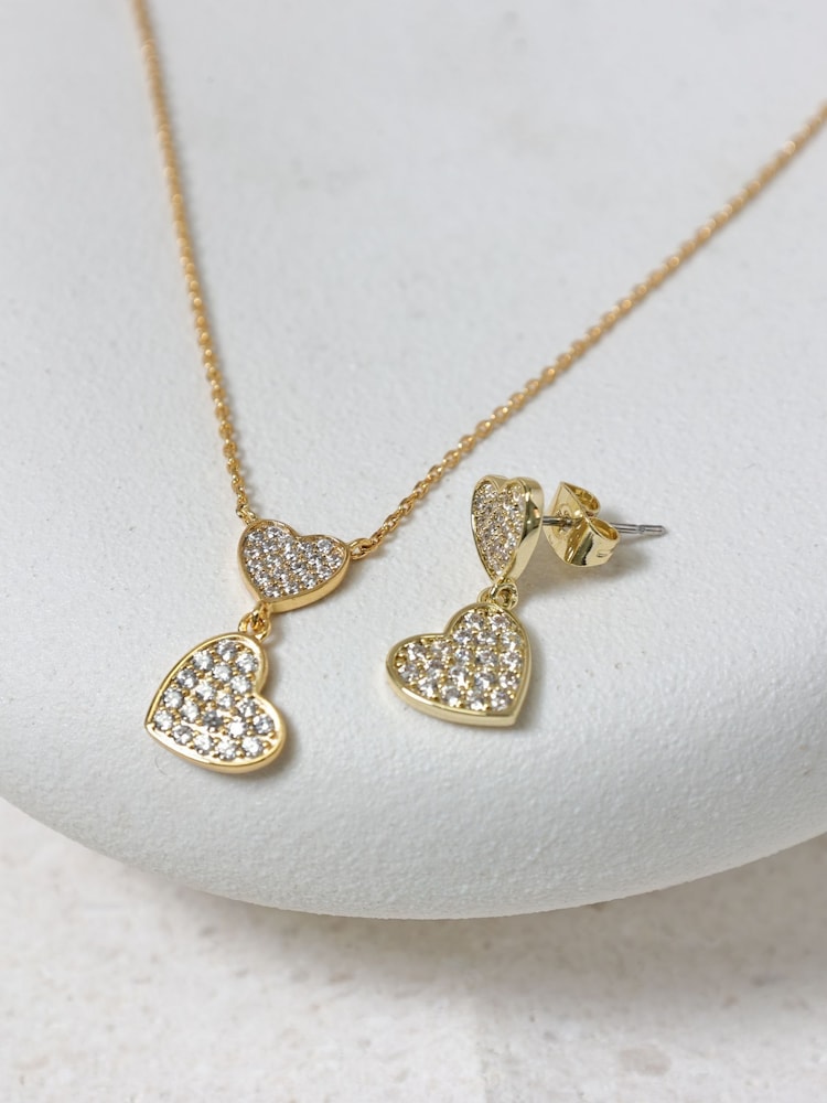 Jon Richard Gold Tone Micro Pave Heart Earrings - Image 4 of 4