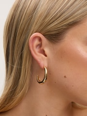 Jon Richard Gold Plated Polished Large Curve Hoop Earrings - Image 2 of 2