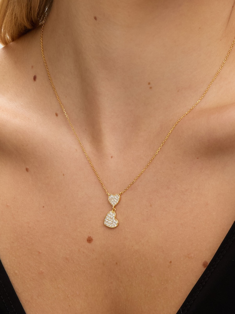 Jon Richard Gold 18K Plated Micro Pave and Heart Necklace - Image 4 of 4 Jon Richard Gold 18K Plated Micro Pave and Heart Necklace - Image 4 of 4
