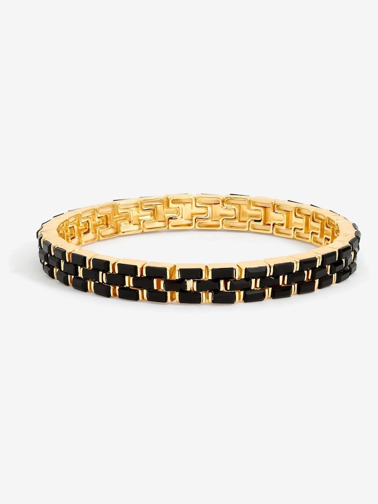 Jon Richard Gold Plated and Jet Crystal Chain Stretch Bracelet - Image 1 of 2 Jon Richard Gold Plated and Jet Crystal Chain Stretch Bracelet - Image 1 of 2