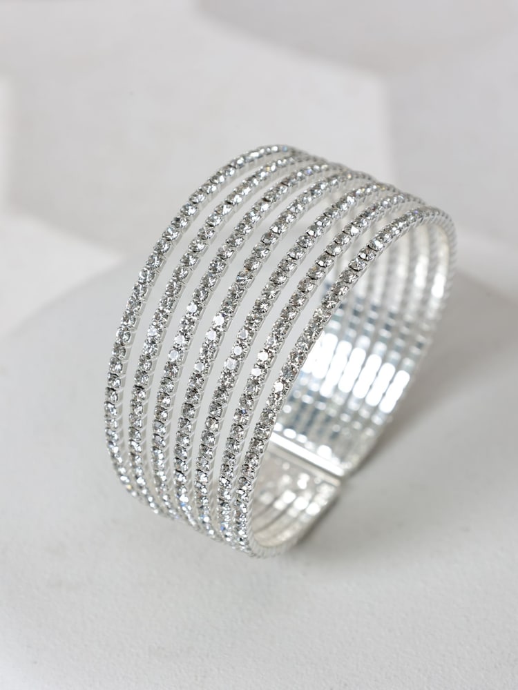 Jon Richard Silver Plated and Crystal Statement Cuff Bracelet - Image 3 of 3 Jon Richard Silver Plated and Crystal Statement Cuff Bracelet - Image 3 of 3