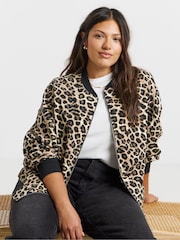 Simply Be Animal Print Zip Through Bomber Jacket - Image 1 of 5