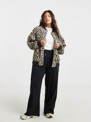Simply Be Animal Print Zip Through Bomber Jacket - Image 4 of 5