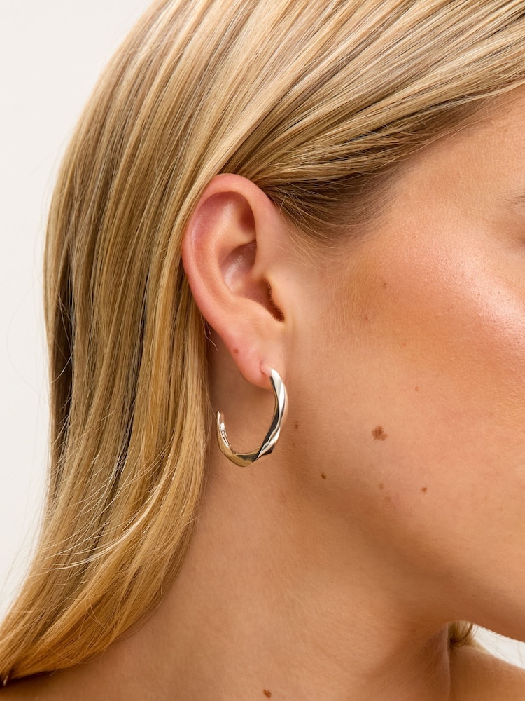 Jon Richard Silver Plated Polished Twist Hoop Earrings - Image 2 of 3