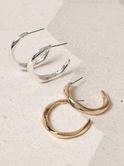 Jon Richard Silver Plated Polished Twist Hoop Earrings - Image 3 of 3