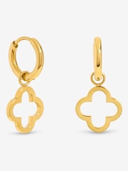 Jon Richard Gold Tone Waterproof Clover Huggie Hoops Earrings - Image 2 of 2