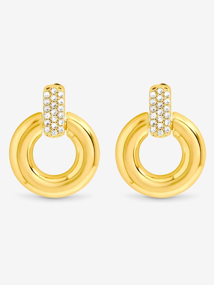 Jon Richard Gold Plated and Pave Door Knocker Earrings - Image 1 of 3 Jon Richard Gold Plated and Pave Door Knocker Earrings - Image 1 of 3