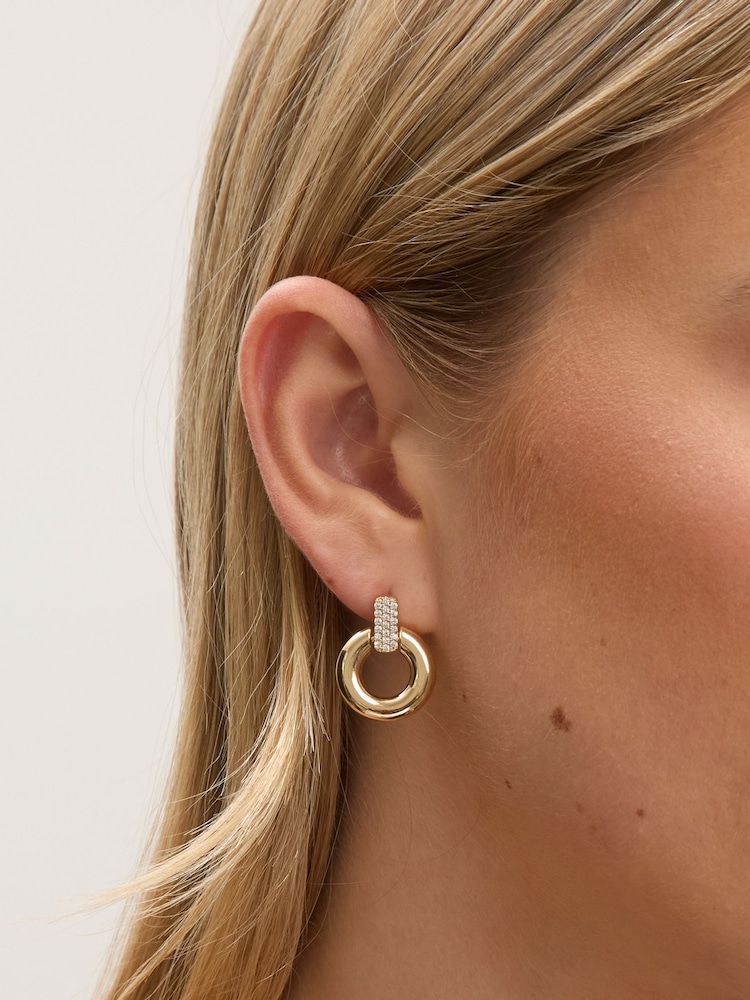 Jon Richard Gold Plated and Pave Door Knocker Earrings - Image 2 of 3 Jon Richard Gold Plated and Pave Door Knocker Earrings - Image 2 of 3
