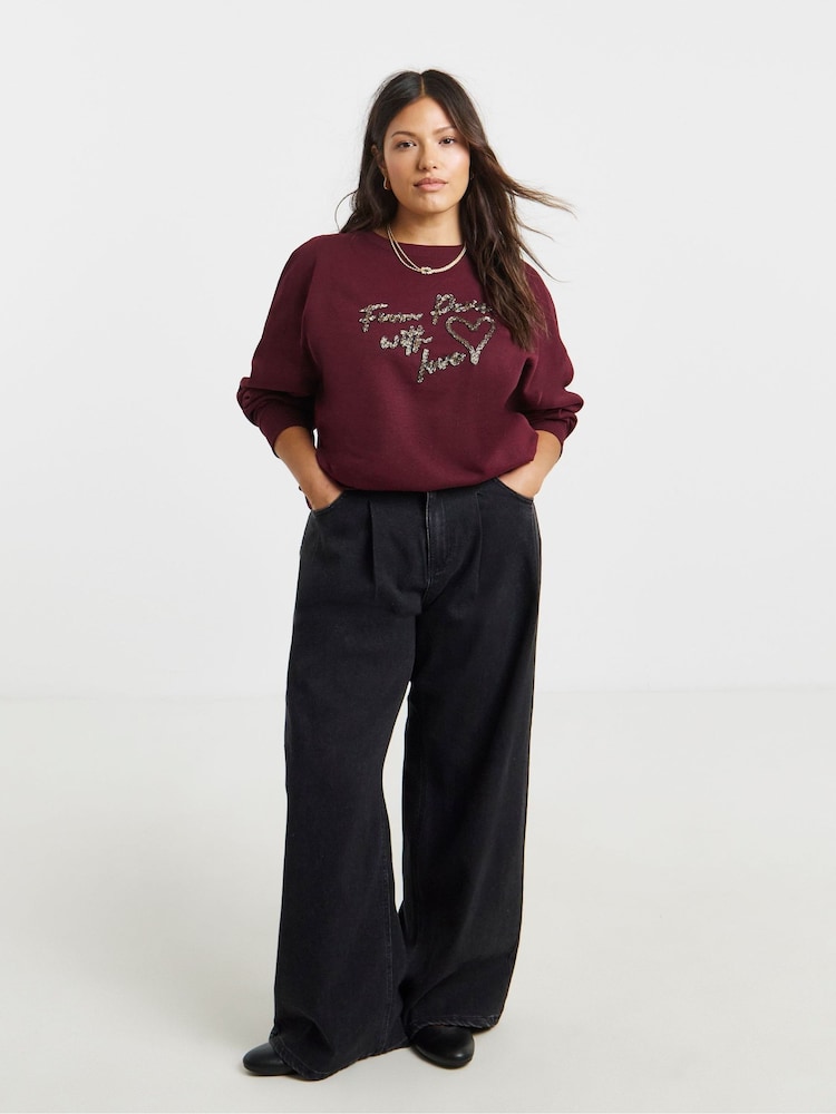 Simply Be Red Paris Slogan Graphic Sweatshirt - Image 1 of 4