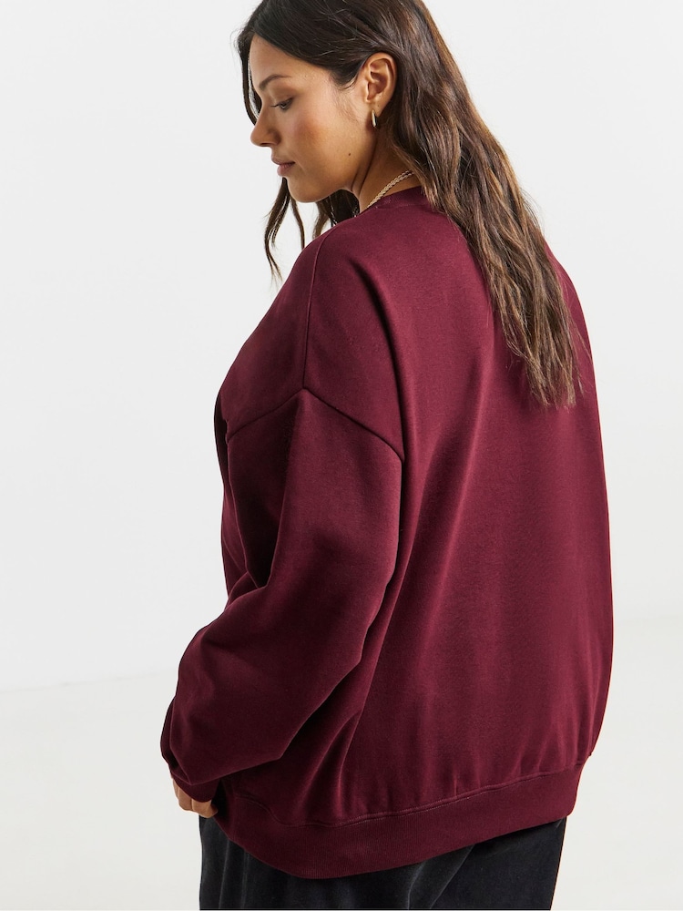 Simply Be Red Paris Slogan Graphic Sweatshirt - Image 2 of 4