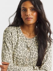 Simply Be Animal Crew Neck Cardigan - Image 3 of 4
