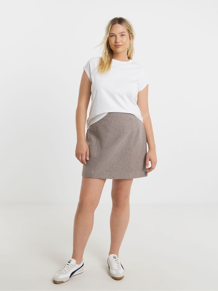 Simply Be Grey Wool Look Tailored Mini Skirt - Image 5 of 5 Simply Be Grey Wool Look Tailored Mini Skirt - Image 5 of 5
