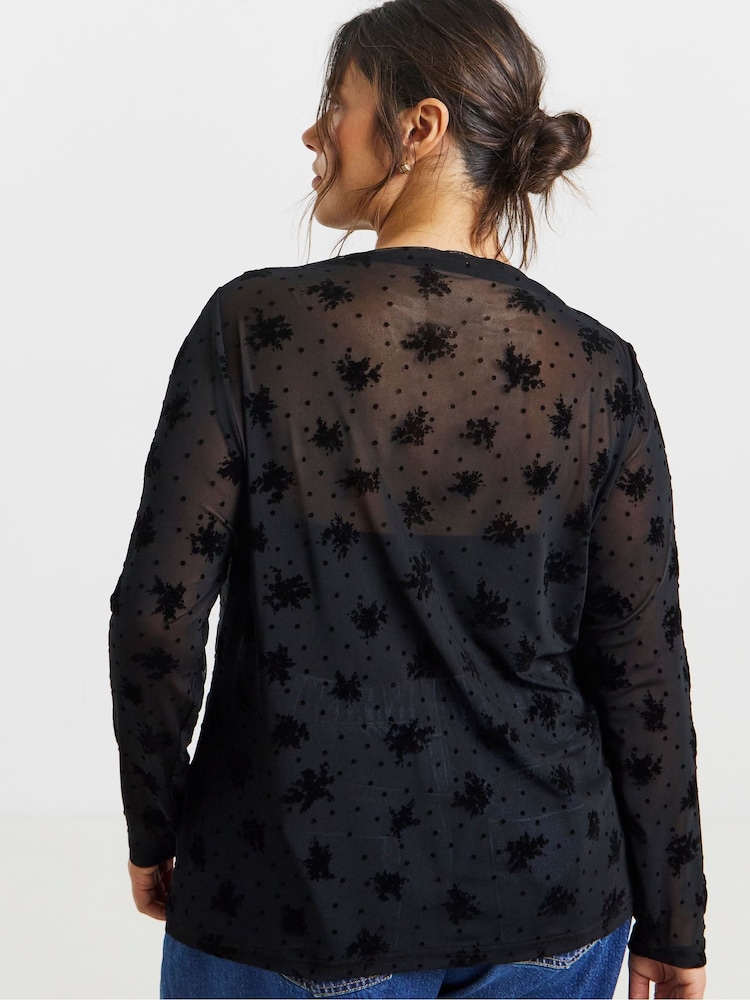 Simply Be Floral Dobby Mesh High Neck Top - Bild 2 von 4
