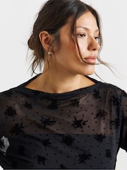 Simply Be Floral Dobby Mesh High Neck Top - Bild 4 von 4