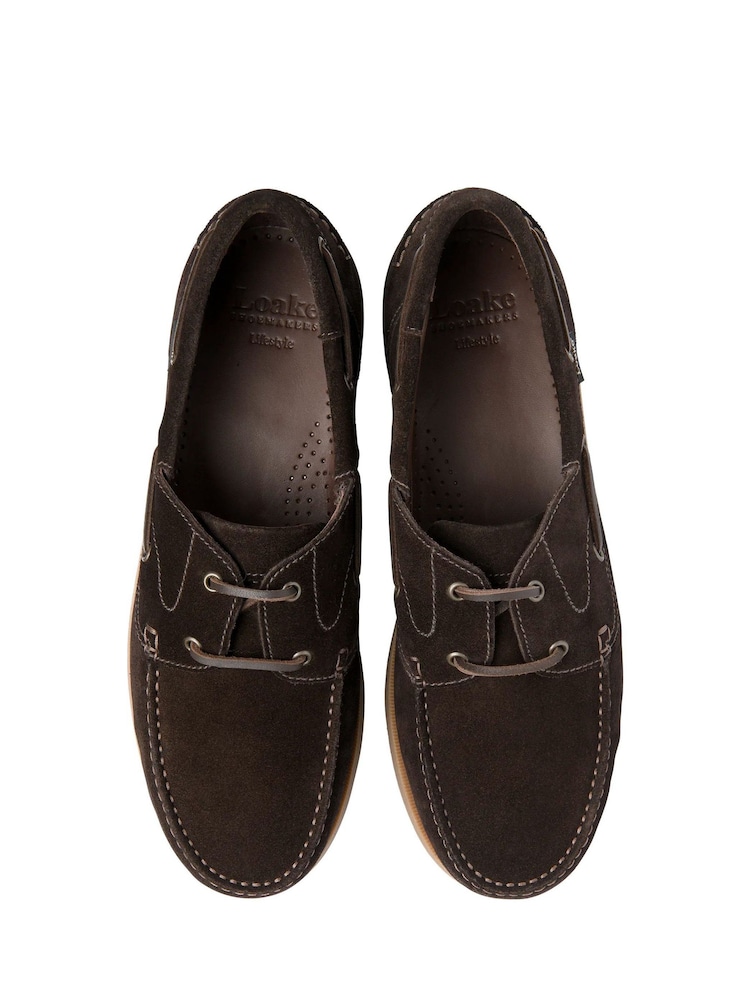 Loake Brown Suede 2 Eyelet Boat Shoes - Image 3 of 3