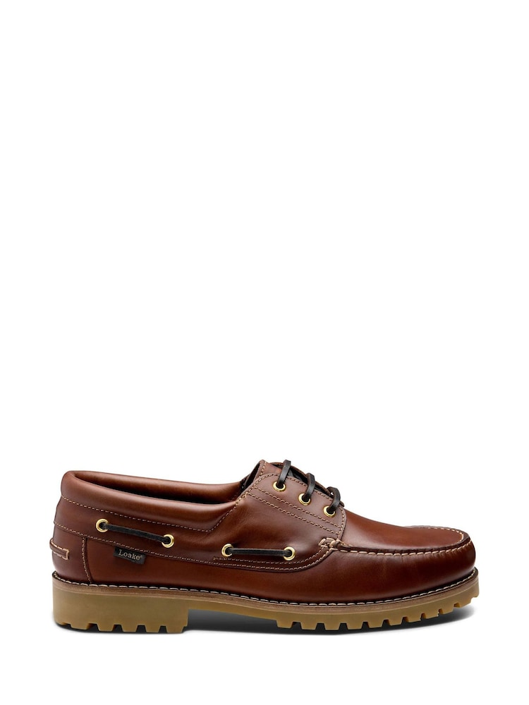 Loake Brown Waxy Leather Commando Soled Deck Shoes - Image 1 of 3 Loake Brown Waxy Leather Commando Soled Deck Shoes - Image 1 of 3