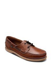 Loake Brown Waxy Leather 2 Eyelet Boat Shoes - Image 2 of 3