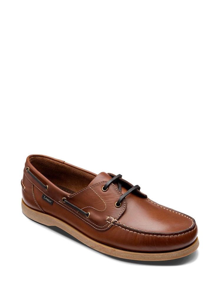 Loake Brown Waxy Leather 2 Eyelet Boat Shoes - Image 2 of 3